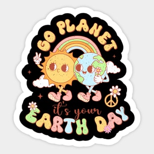 Go Planet Its Your Earth Day 2024 Teacher Kids Cute Earth Sticker